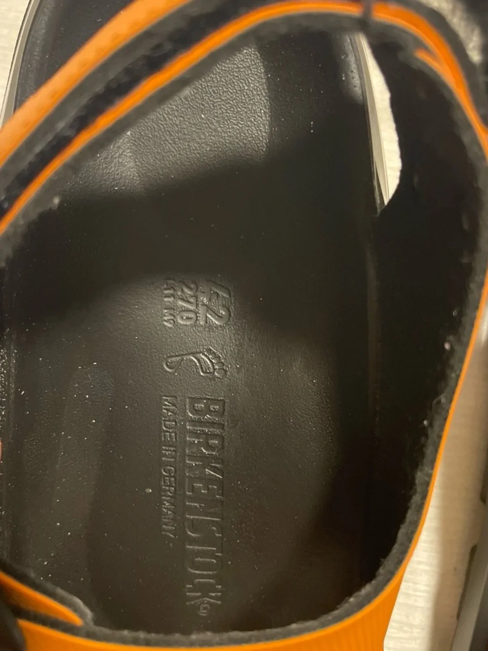 Birkenstock 42s Orange Two-Strap Buckle Sandals with Heel Strap